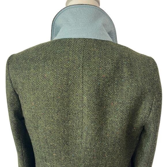 J.Crew Bristol Blazer Jacket Double Breasted Herringbone Wool Green Size 8 - Picture 7 of 10